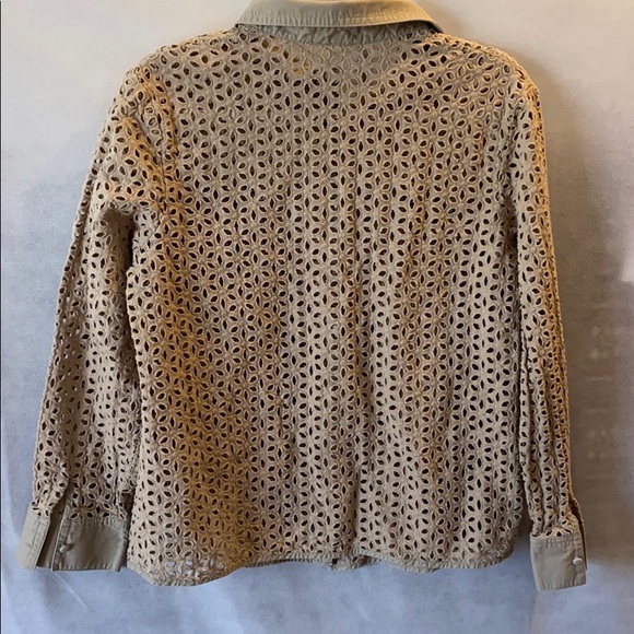 Floral Eyelet Cut Button-Up Shirt - Picture 3 of 6